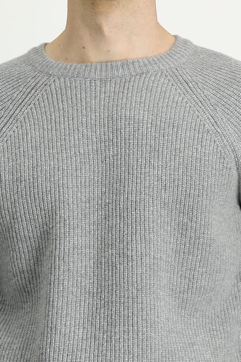 Light Grey Melange Wool Scarf & Beanie Set