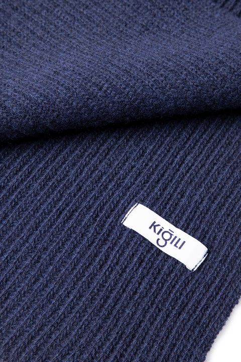 Dark Navy Wool Scarf & Beanie Set