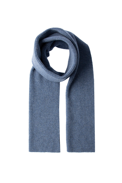 Aviator Blue Melange Wool Scarf & Beanie Set