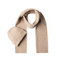 Light Mink Wool Scarf & Beanie Set