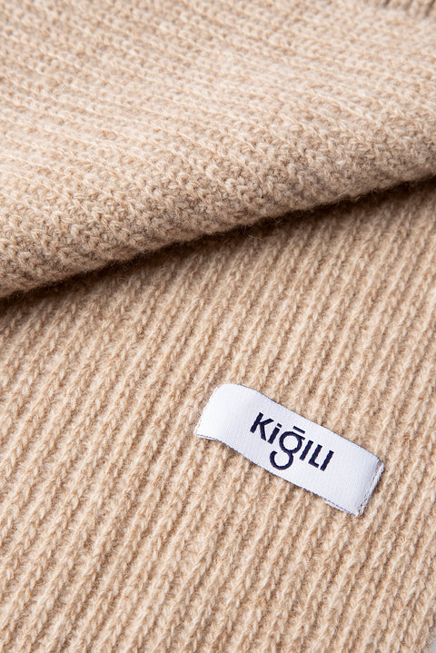 Light Mink Wool Scarf & Beanie Set