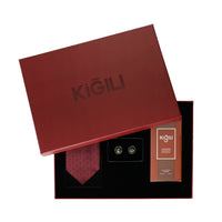 3'lü Kravat & Kol Düğmesi & 100 ml Amber Night Parfüm Hediye Kutulu Set