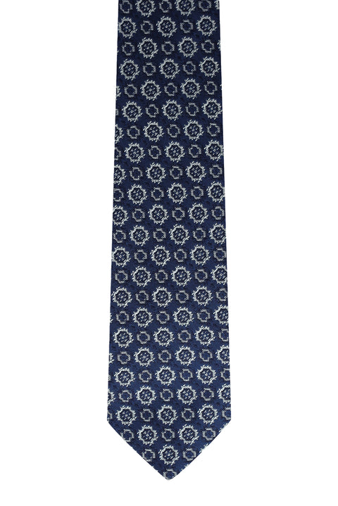 Medium Navy Patterned Tie