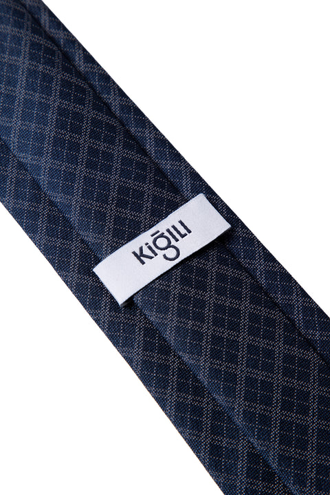 Medium Navy Patterned Tie