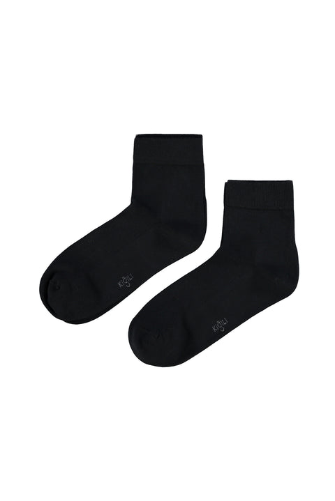 Black 2-Pack Plain Cotton Blend Ankle Socks