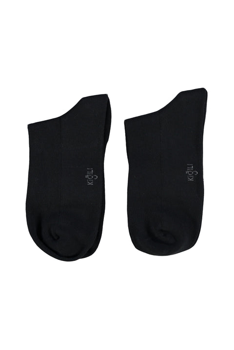 Black 2-Pack Plain Cotton Blend Ankle Socks