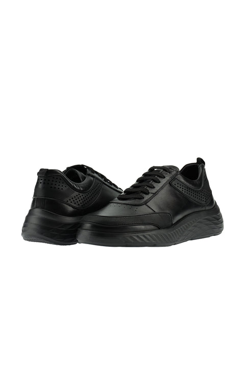 Siyah Spor Günlük Sneaker Deri Ayakkabı