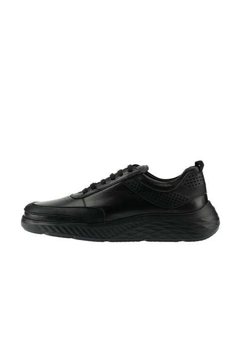 Siyah Spor Günlük Sneaker Deri Ayakkabı