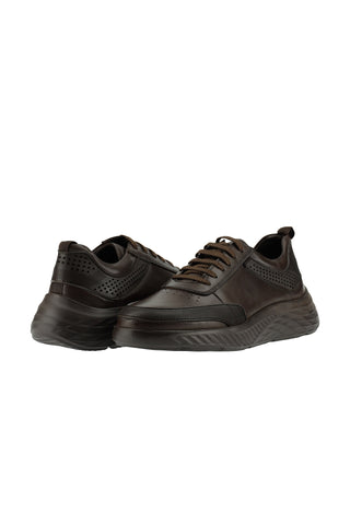  Koyu Kahve Spor Günlük Sneaker Deri Ayakkab?-Ki??l?