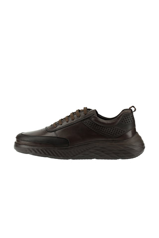  Koyu Kahve Spor Günlük Sneaker Deri Ayakkab?-Ki??l?