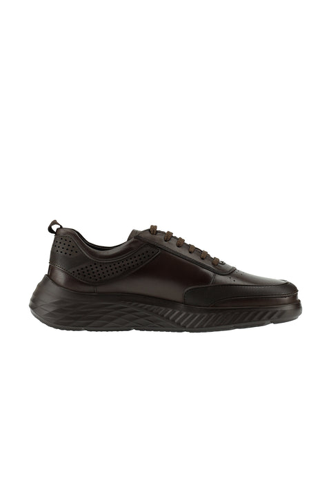 Dark Brown Sport Casual Sneaker Leather Shoes