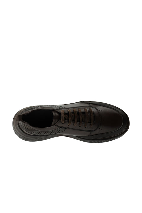 Dark Brown Sport Casual Sneaker Leather Shoes
