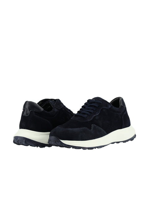 Dark Navy Suede Leather Casual Sneaker Shoes
