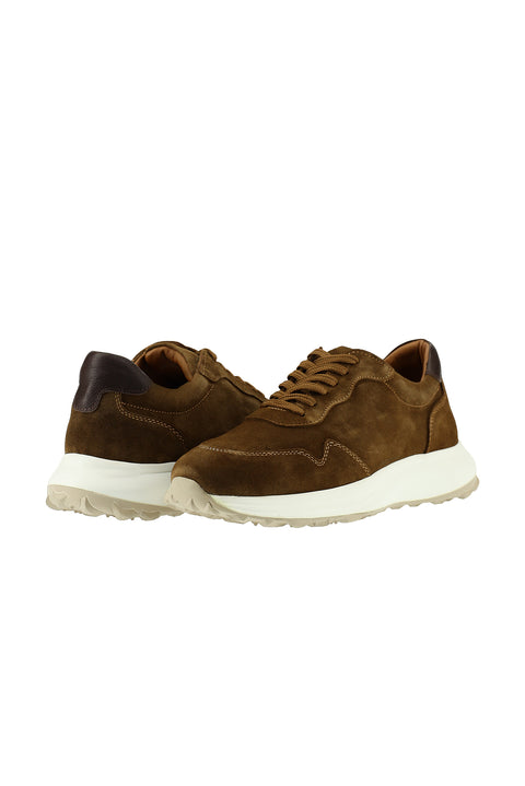 Medium Brown Suede Leather Casual Sneaker Shoes