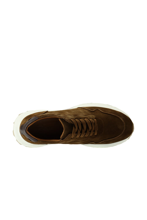 Medium Brown Suede Leather Casual Sneaker Shoes