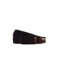 Dark Navy Leather Braided Belt