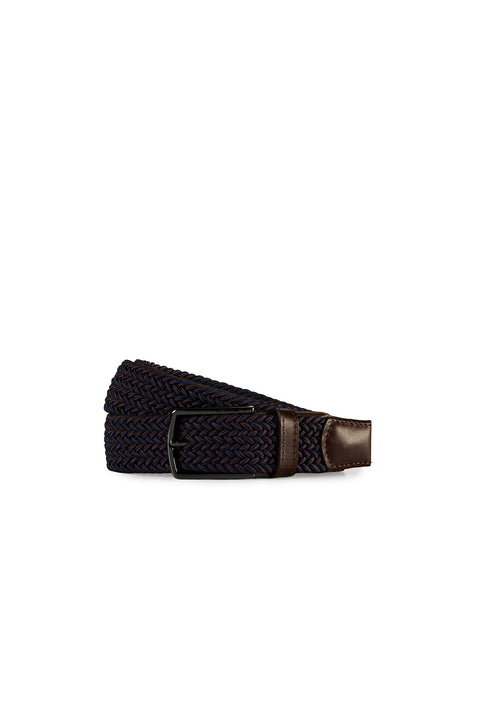 Dark Navy Leather Braided Belt