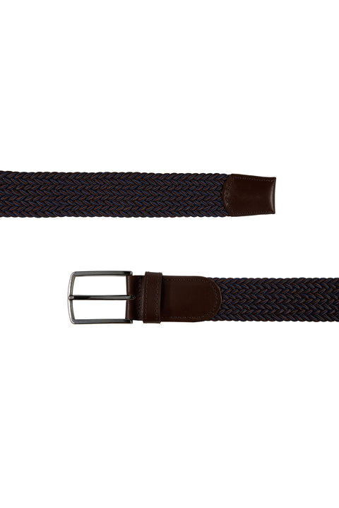 Dark Navy Leather Braided Belt