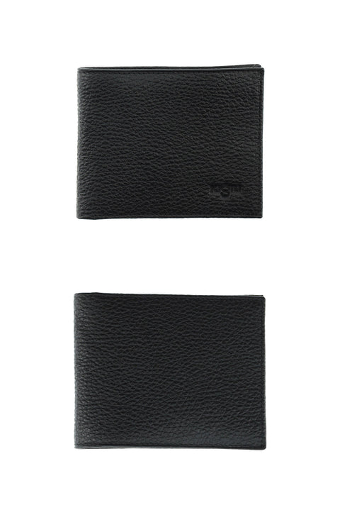 Black Patterned 3-Piece Leather Belt, Wallet & Card Holder Set in Gift Box