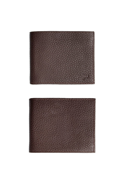 Medium Brown Patterned 3-Piece Leather Belt, Wallet & Card Holder Set in Gift Box