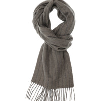 Medium Grey Italian Striped Wool Scarf