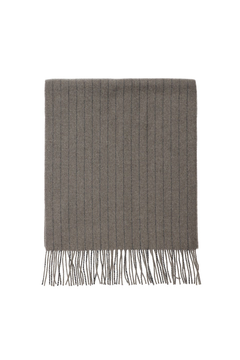 Medium Grey Italian Striped Wool Scarf