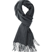 Medium Navy Italian Striped Wool Scarf