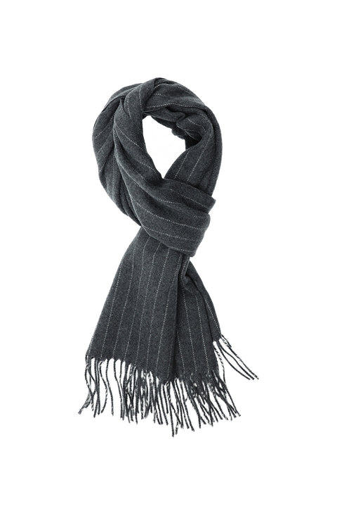 Medium Navy Italian Striped Wool Scarf