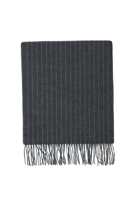 Medium Navy Italian Striped Wool Scarf