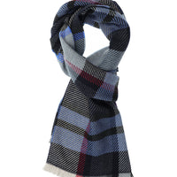 Blue Italian Patterned Wool Scarf
