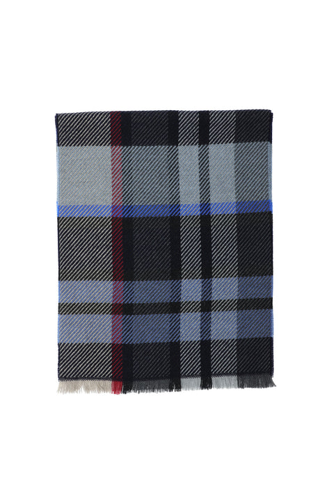 Blue Italian Patterned Wool Scarf