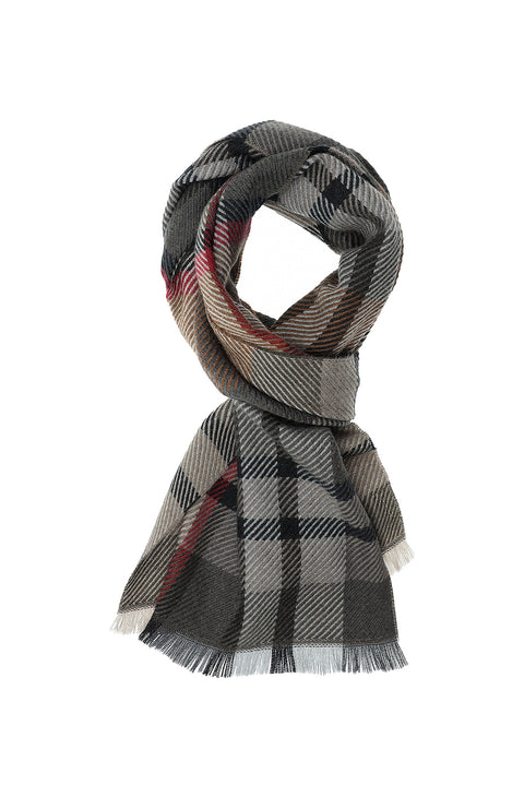 Medium Brown Italian Patterned Wool Scarf