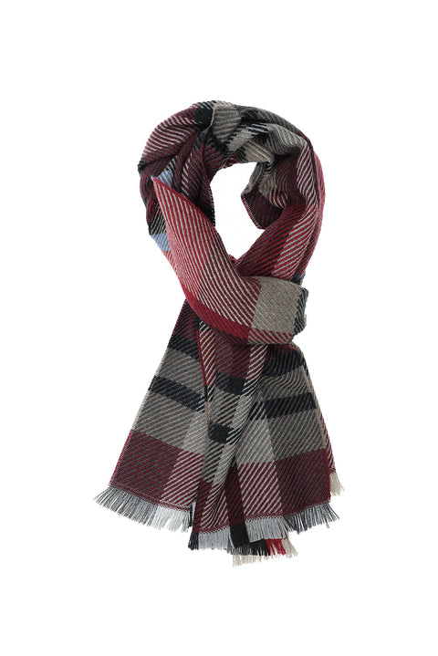 Light Burgundy Italian Patterned Wool Scarf