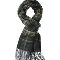 Medium Anthracite Italian Plaid Wool Scarf