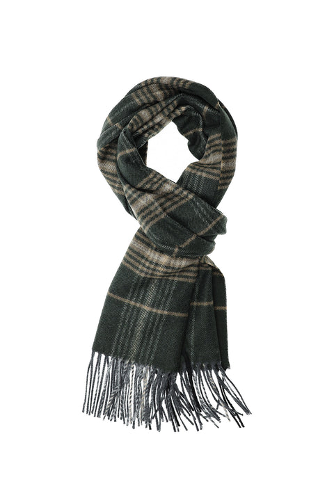 Medium Anthracite Italian Plaid Wool Scarf