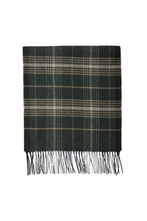 Medium Anthracite Italian Plaid Wool Scarf