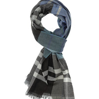 Blue Italian Plaid Wool Scarf