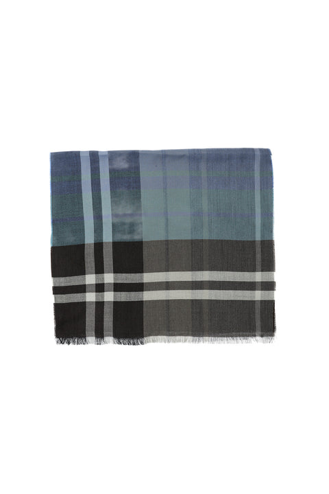 Blue Italian Plaid Wool Scarf
