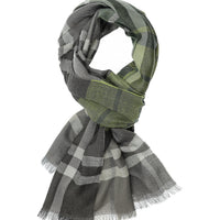 Moss Green Italian Plaid Wool Scarf
