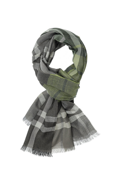 Moss Green Italian Plaid Wool Scarf