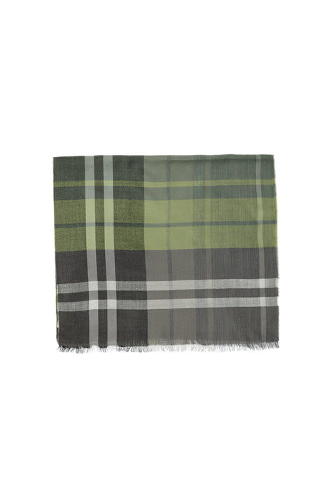 Moss Green Italian Plaid Wool Scarf