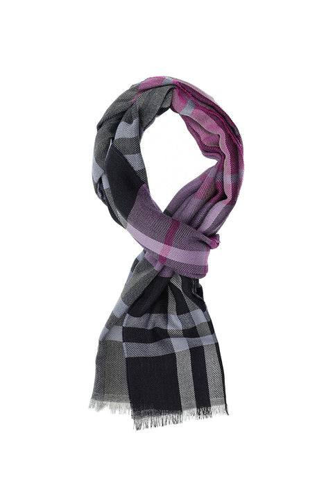 Dusty Pink Italian Plaid Wool Scarf