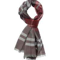 Light Red Italian Plaid Wool Scarf
