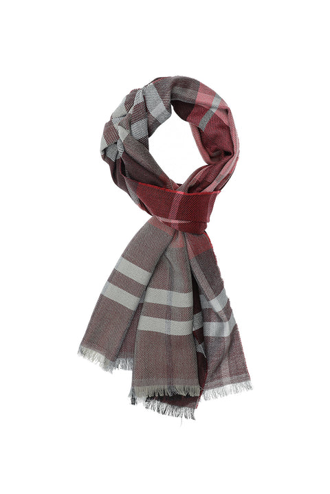Light Red Italian Plaid Wool Scarf