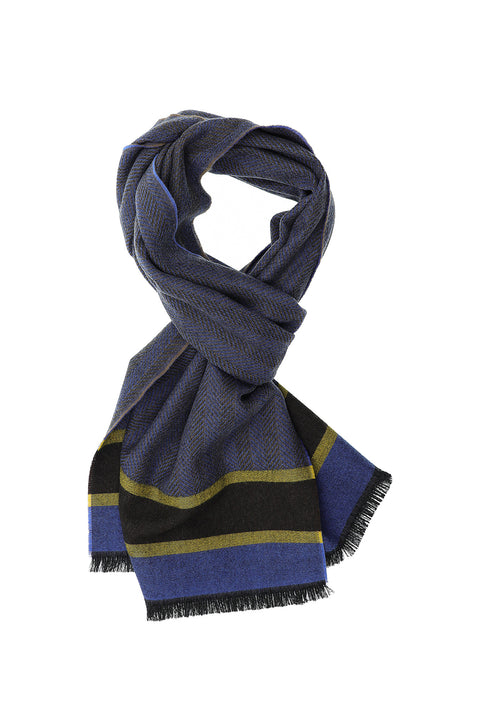 Medium Grey Italian Patterned Wool Scarf