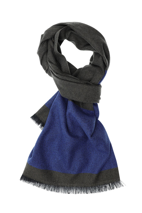 Light Anthracite Italian Patterned Wool Scarf