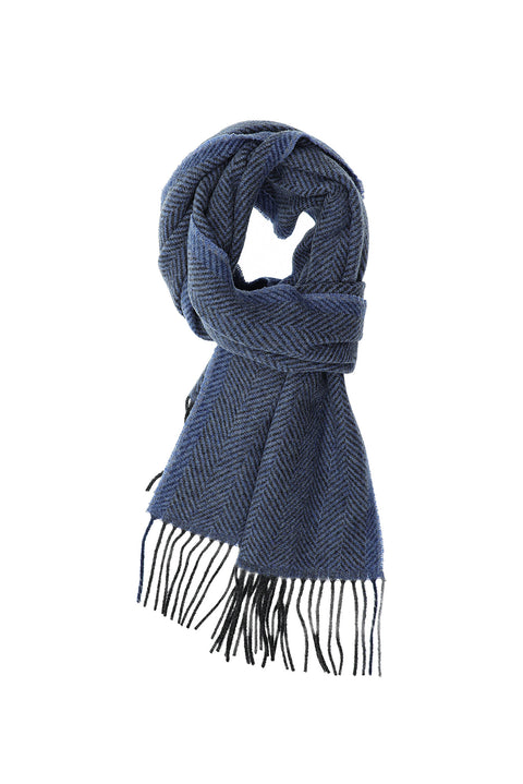 Dark Blue Italian Plain Wool Scarf