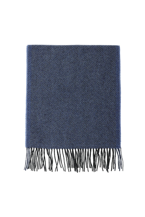 Dark Blue Italian Plain Wool Scarf
