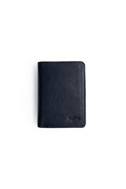 Medium Navy Leather Wallet with Money and Card Compartments