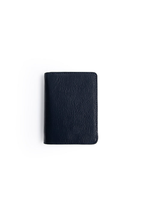 Medium Navy Leather Wallet with Money and Card Compartments